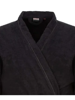 Peignoir de bain homme noir uni avec une ceinture à nouer à la taille