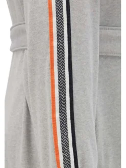 Peignoir en coton gris uni coupe droite avec un col à capuche