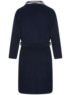 Peignoir marine uni avec une coupe droite et une ceinture à la taille
