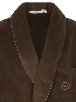 Peignoir marron uni avec une coupe droite et une ceinture à la taille