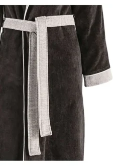 Peignoir noir en coton avec une coupe droite et lien