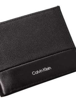 Petit portefeuille en cuir noir bi-matière avec de nombreux rangements