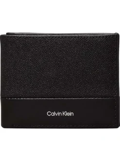 Petit portefeuille en cuir noir bi-matière avec de nombreux rangements