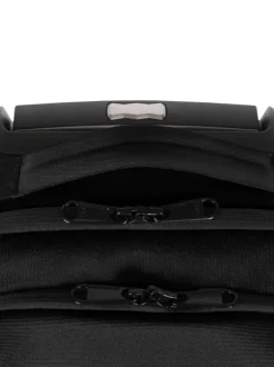 Petite valise à roulettes XS noire unie avec des bretelles au dos