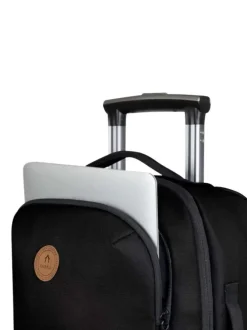 Petite valise à roulettes XS noire unie avec des bretelles au dos