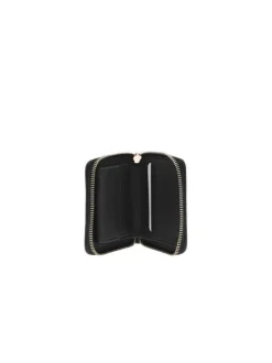 Petit porte-monnaie bicolore uni tressé et fermé par un zip doré