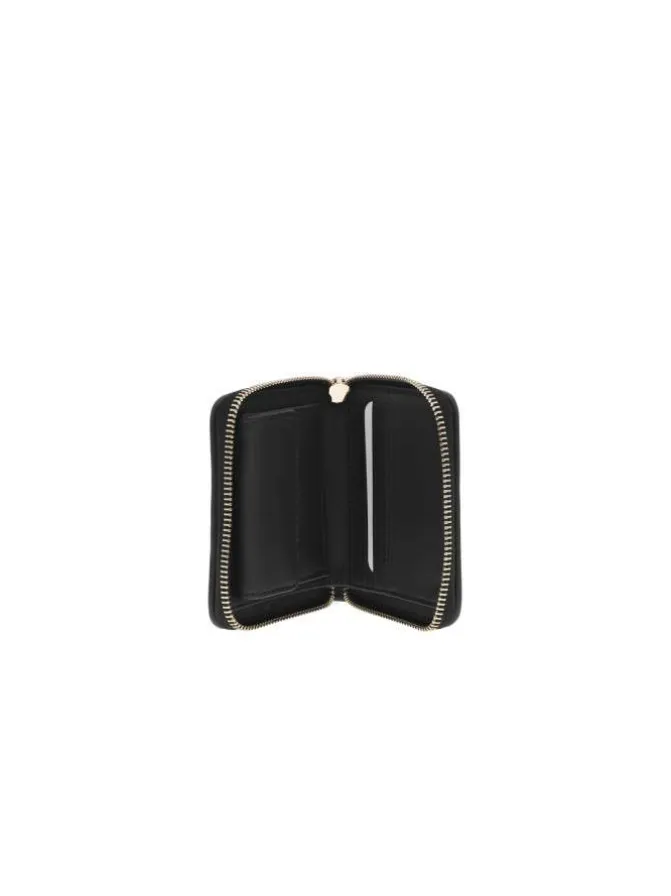Petit porte-monnaie bicolore uni tressé et fermé par un zip doré