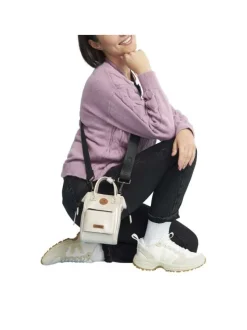 Petit sac à bandoulière ajustable or uni à anses et fermeture zippée
