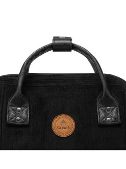 Petit sac à dos noir en velours côtelé avec zip et pochettes interchangeables