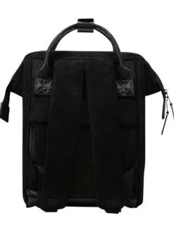 Petit sac à dos noir en velours côtelé avec zip et pochettes interchangeables