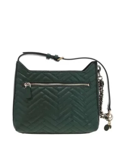 Petit sac à main porté épaule vert sapin matelassé avec une anse réglable