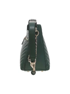 Petit sac à main porté épaule vert sapin matelassé avec une anse réglable