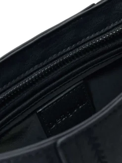 Petit sac porté épaule noir uni avec des détails brodés et des clous métalliques