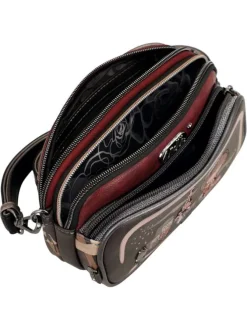 Pochette à bandoulière amovible multicolore pourvue de motifs exclusifs