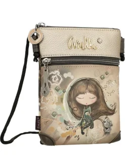 Pochette beige orné de motifs exclusifs et pourvu d'une bandoulière fine