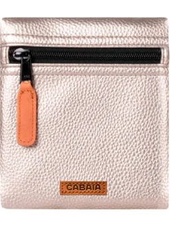 Pochette beige unie effet grainé pourvue d'une fermeture zippée