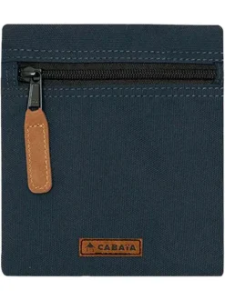 Pochette marine unie avec patch et fermeture zippée noire à l'avant