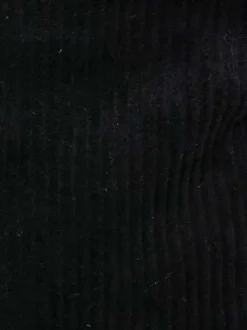 Pochette noire unie avec zip noir en velours côtelé et patch marron