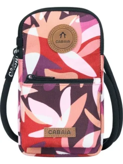 Pochette rose à bandoulière amovible pour téléphone ornée d'un motif floral