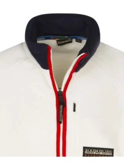 Polaire zippée écrue unie avec une coupe droite et un col montant