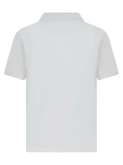 Polo en coton blanc à coupe ajustée pourvu d'un col boutonné