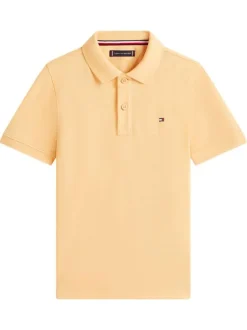 Polo en coton jaune à coupe droite pourvu d'un col à revers boutonné