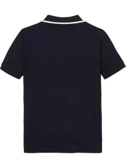 Polo en coton marine uni avec une coupe droite et un col français