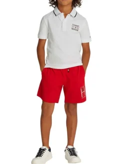 Polo en coton régénératif blanc uni à coupe droite et col polo avec liseré noir