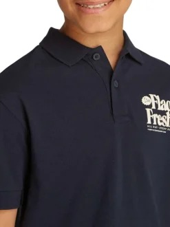 Polo en coton régénératif marine à imprimé avec une coupe droite et boutons