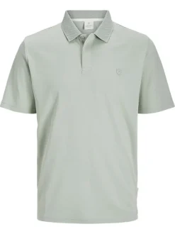 Polo vert d'eau uni à coupe droite avec col à revers boutonné et manches courtes