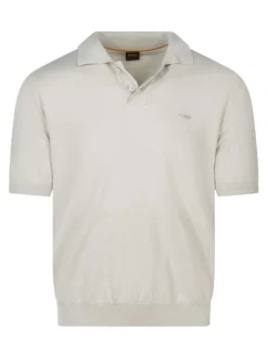 Polo beige en maille piquée à coupe droite avec un col à revers