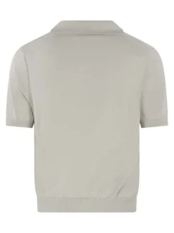 Polo beige en maille piquée à coupe droite avec un col à revers