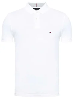 Polo blanc en coton biologique maille piquée à col boutonné et manches courtes