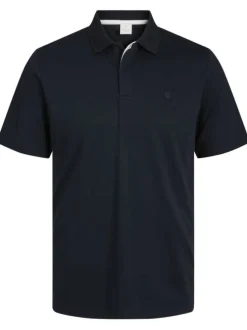 Polo bleu marine en maille piquée à manches courtes avec une coupe droite