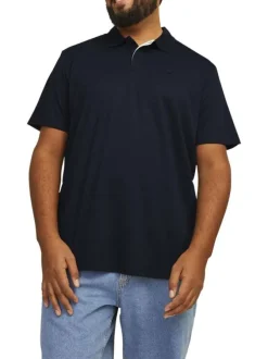 Polo bleu marine en maille piquée à manches courtes avec une coupe droite