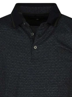 Polo bleu marine à petits motifs avec une coupe regular fit et le logo