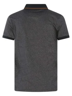 Polo bleu marine à petits motifs marrons avec une coupe regular fit