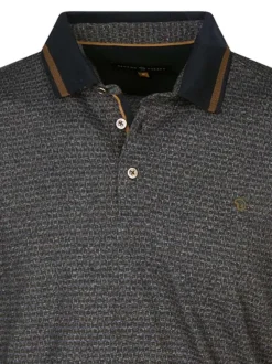 Polo bleu marine à petits motifs marrons avec une coupe regular fit