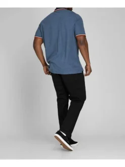 Polo bleu pour homme avec logo en coton coupe droite PAULOS