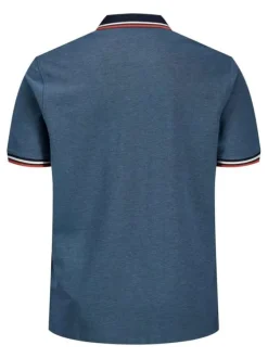 Polo bleu pour homme avec logo en coton coupe droite PAULOS