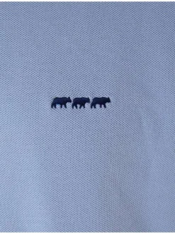 Polo bleu uni en coton régular à manches courtes