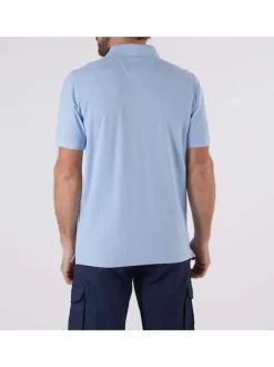 Polo bleu uni en coton régular à manches courtes