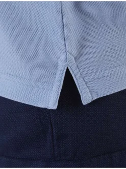 Polo bleu uni en coton régular à manches courtes