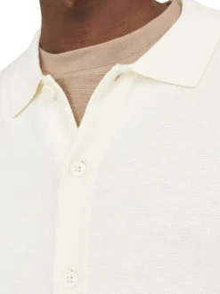 Polo écru uni coupe droite col français et à manches courtes
