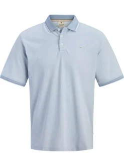 Polo en bleu ciel uni avec une coupe droite et un col boutonné