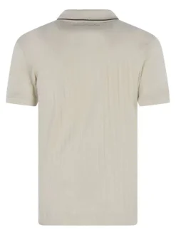 Polo en coton beige à coupe droite pourvu d'un col côtelé boutonné