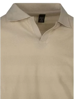 Polo en coton beige à rayures avec une coupe droite et un col à revers