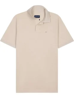 Polo en coton beige uni avec une coupe droite et un col à revers