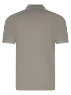 Polo en coton beige uni à coupe droite avec logo de la marque brodé
