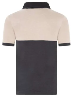 Polo en coton bicolore à coupe droite avec un petit patch brodé à la poitrine